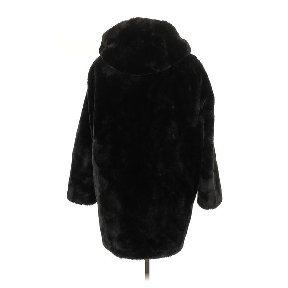 Women DKNY Black Faux Fur Hooded Coat Jacket Pockets Sz XL $380 - Picture 11 of 16